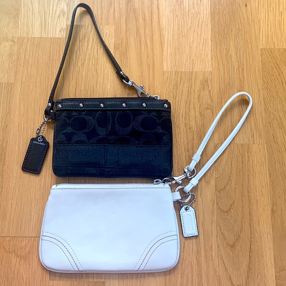 Two Coach Small Wristlets in Black and White!
